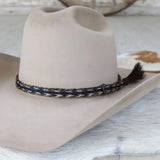 Genuine Horsehair 6 Strand Braided Hat Band with Single Tassel - Cobalt