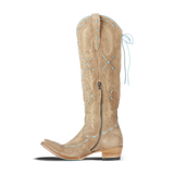 REVERIE KNEE HIGH CORSET - LATTE SUEDE AND POWDER BLUE