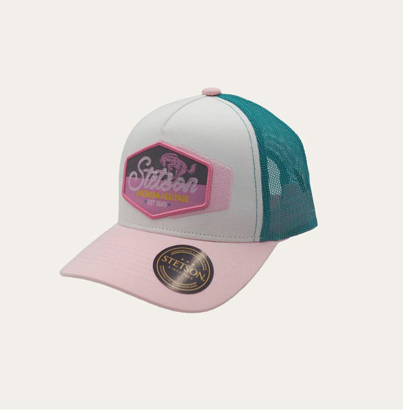 KIDS STETSON BRONCO TRUCKER PINK