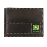 JD BROWN ANTIQUE LEATHER STITCHED BI-FOLD WALLET - RUBBER TRADEMARK LOGO PATCH