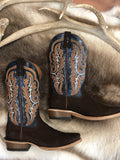 Ariat Men's Futurity Relentless Bama Fury Cowboy Boot Western - Chocolate Bison | Royal Blue