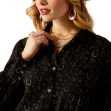 Ariat Blinged Out Top - GOLDEN HORSESHOES PRINT
