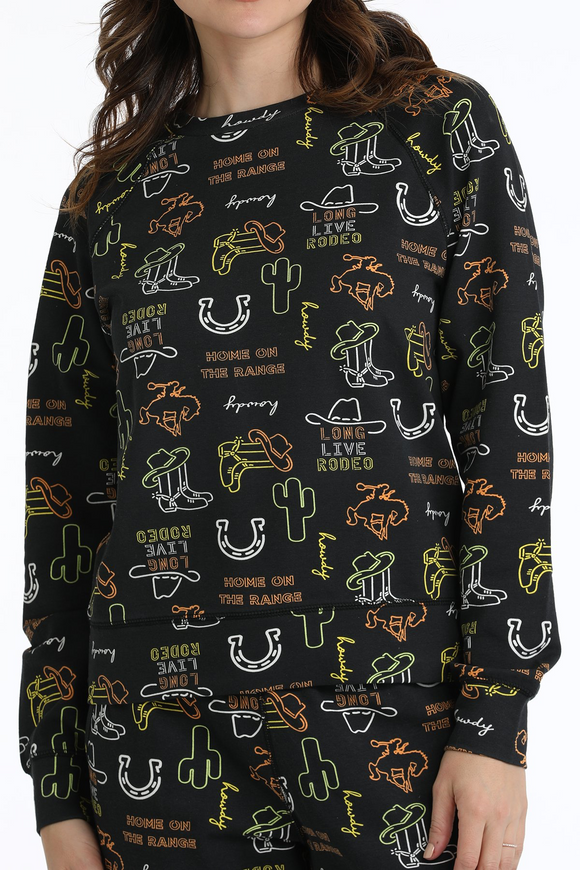 Cruel Denim WOMEN'S LONG LIVE RODEO SWEATSHIRT - BLACK
