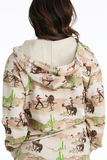 Cruel Denim WOMEN'S MATCH GIRL'S COWBOY PRINT HOODIE - CREAM