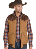 TWILL AND LEATHER PUFFER LAWMAN VEST