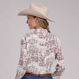 Stetson Wmns Colleciton LS Shirt Print White