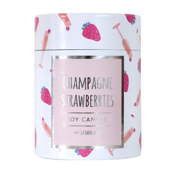 Wooden wick Candle - Champagne & Strawberries