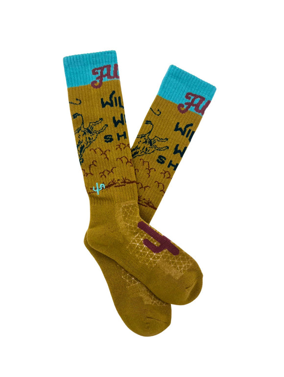 Lucky Chuck Women's Tan Cactus Alley Wild West Performance Socks