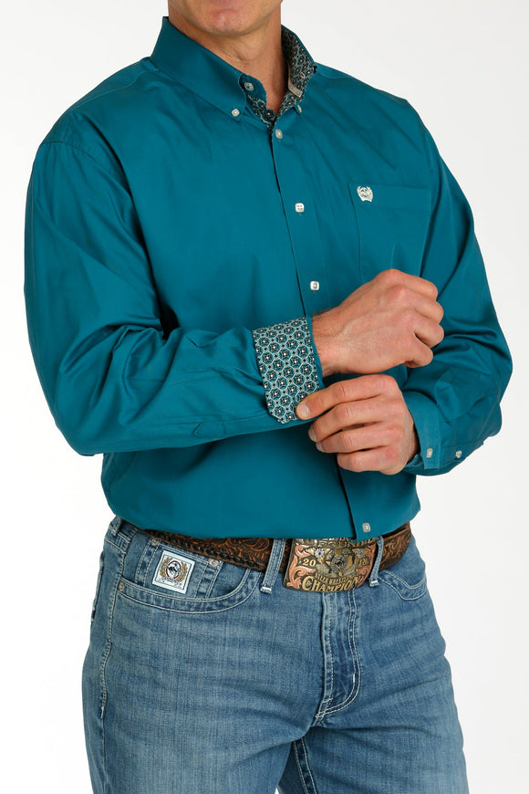 Cinch Men's Solid Teal Button Down Shirt MTW1105777
