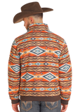 BROWN AZTEC JACQUARD BOMBER JACKET