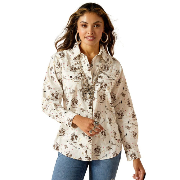 ARIAT WOMEN'S THRILLS N SPILLS THRILLING PRINT LONG SLEEVE SHIRT