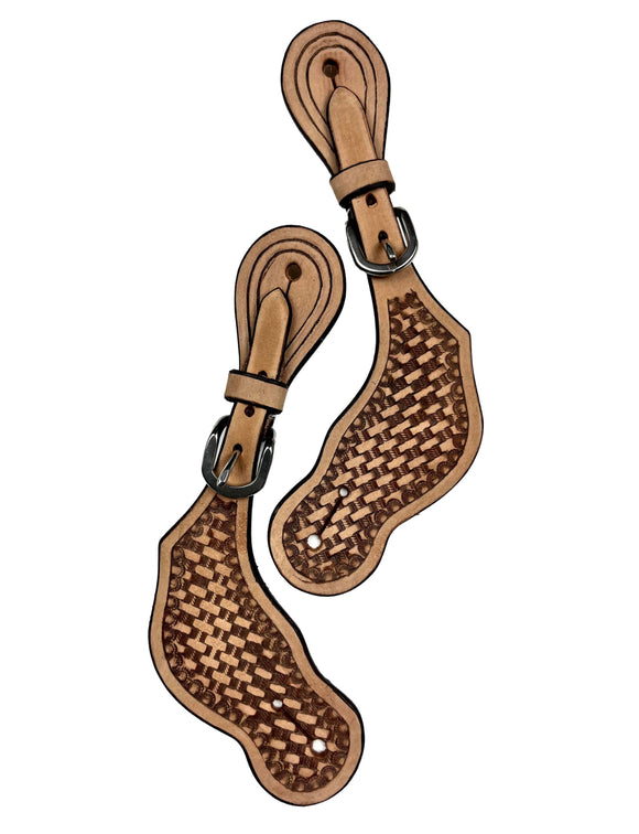 Ezy Ride Spur Strap shaped with Basket Stamping 2 Tone Natural - AC-169