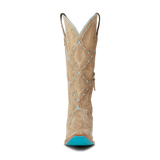 REVERIE KNEE HIGH CORSET - LATTE SUEDE AND POWDER BLUE