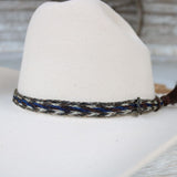 Genuine Horsehair 6 Strand Braided Hat Band with Single Tassel - Cobalt