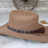 Genuine Horsehair 6 Strand Braided Hat Band with Single Tassel - Cobalt