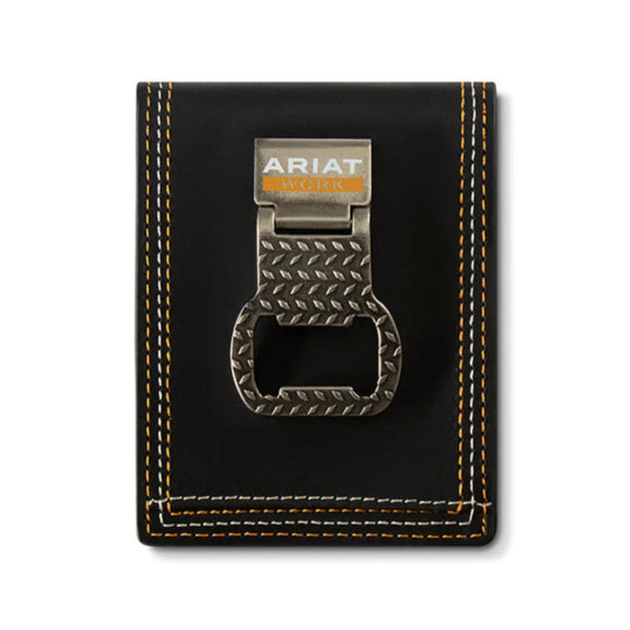 Ariat Bi-Fold Bottle Opener Money Clip Work Wallet