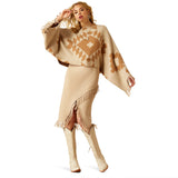 Ariat Sunset Chic Sweater Poncho - OATMEAL/TANNIN