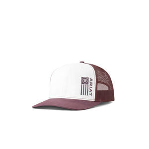 Ariat Flag White/Burgundy Cap