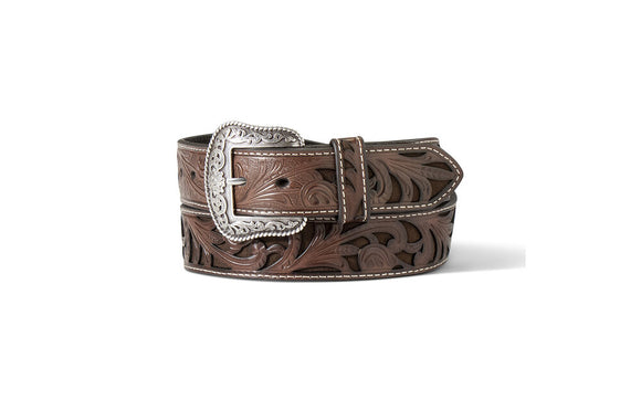 Ariat Western Womens Belt Leather Floral Embossed Overlay Brown A1565002