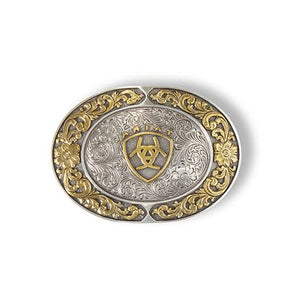 A37020 Ariat Oval Smooth Edge Floral Emblem Belt Buckle