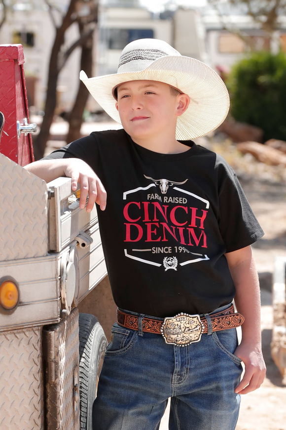 BOY'S CINCH DENIM TEE - BLACK