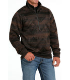 Cinch Mens Printed Half Zip Sweater - Brown
