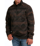 Cinch Mens Printed Half Zip Sweater - Brown
