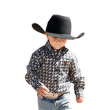 Cinch Boys Infant Black Geometric Button Up Shirt