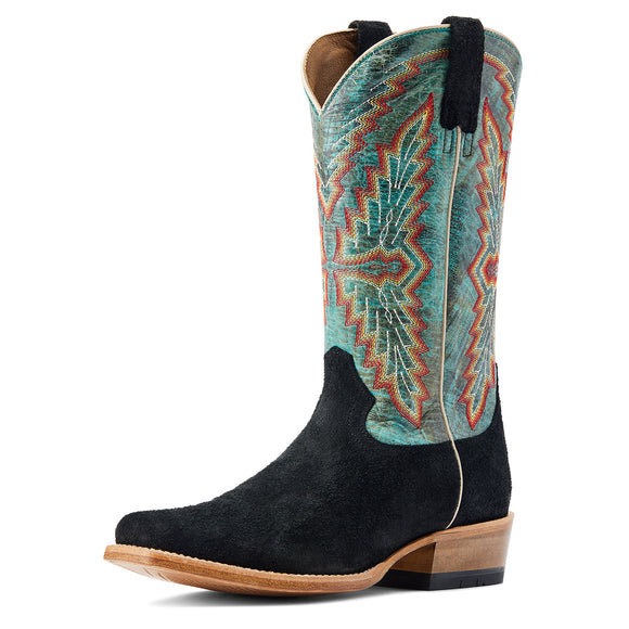 Ariat Futurity Showman Boots - Black Roughout / Roaring Turquoise
