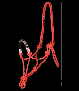 Waldhausen Rope Halter with Beaded Nose Band (No Lead) - Red