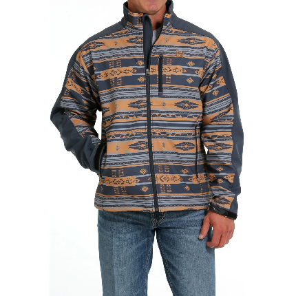 Cinch Mens Blue Aztec Print Bonded Jacket