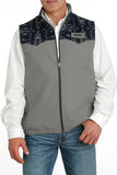 Cinch Mens Grey and Pattern Yoke Vest