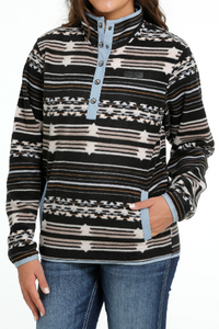 CINCH BLACK AZTEC PRINT FLEECE - LADIES JACKET - MAK9820015