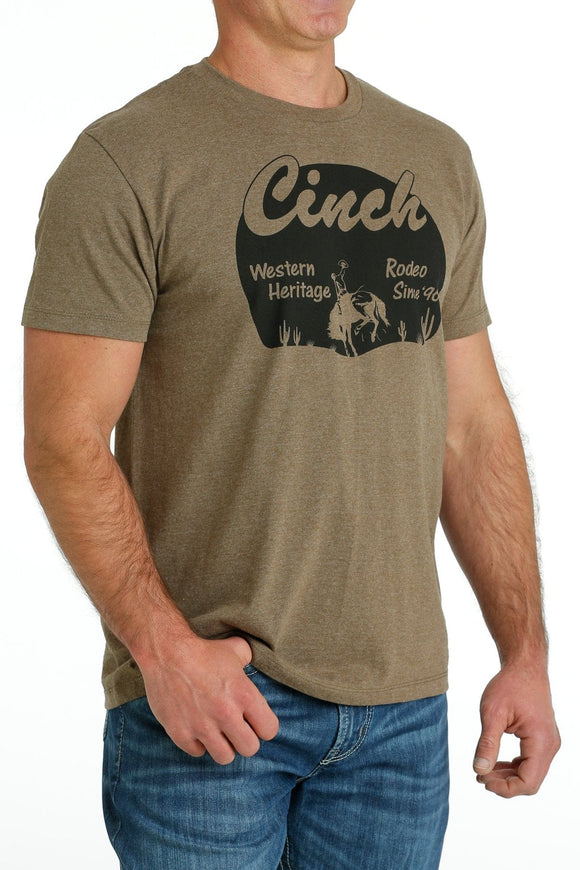 CINCH MEN'S WESTERN HERITAGE BROWN SHORT SLEEVE GRAPHIC T-SHIRT MTT1690597