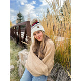 Aztec Natural Faux Fur Pom C.C Beanie YJ1000: Lt. Grey