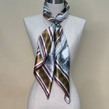 AVS870 HORSE CHECKER PRINT SILK SCARF 36X36