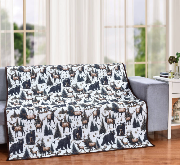 Woodland Harmony Forest Decorative Quilt Throw Blanket