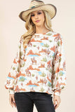 AV1172-MICHAELA WESTERN PRINT RELAXED SWEATSHIRT