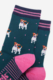Women's Bamboo Socks - Forest Green/Navy, Jack Russell