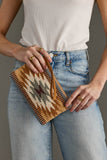 Tan, Camel & Teal Aztec Wristlet PA002