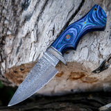 10' Handmade damascus steel knife with leather sheath