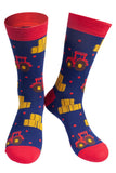 Mens Bamboo Socks Red Tractor Novelty Farmer Sock