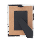 Cornerstone Handtooled Leather Photo Frame in brown with hairon detail, western home décor