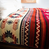 Andean Alpaca Wool Blanket - Wildfire - Red/Cream