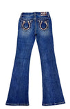 Horse Shoe w/Cowhide Trim Girl Boot Cut | GB61836ND