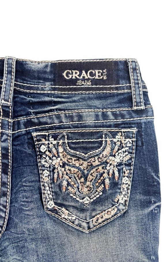 Steer Head Leopard Trims A Little Girl Boot Cut | TB51905