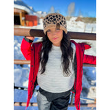 Leopard Print CC Fashion Headband with Fuzzy Lining: Black