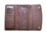 Tooling Leather Flap Cowhide Wallet - AW23 - Oran: Brown & White