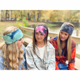 Tie Dye Fashion Headband with Rubber Patch - Women's: Fuchsia/Pink