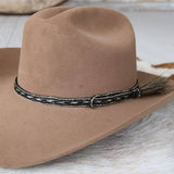 Genuine Horsehair 5 Strand Braided Hat Band with Single Tassel - Pepper